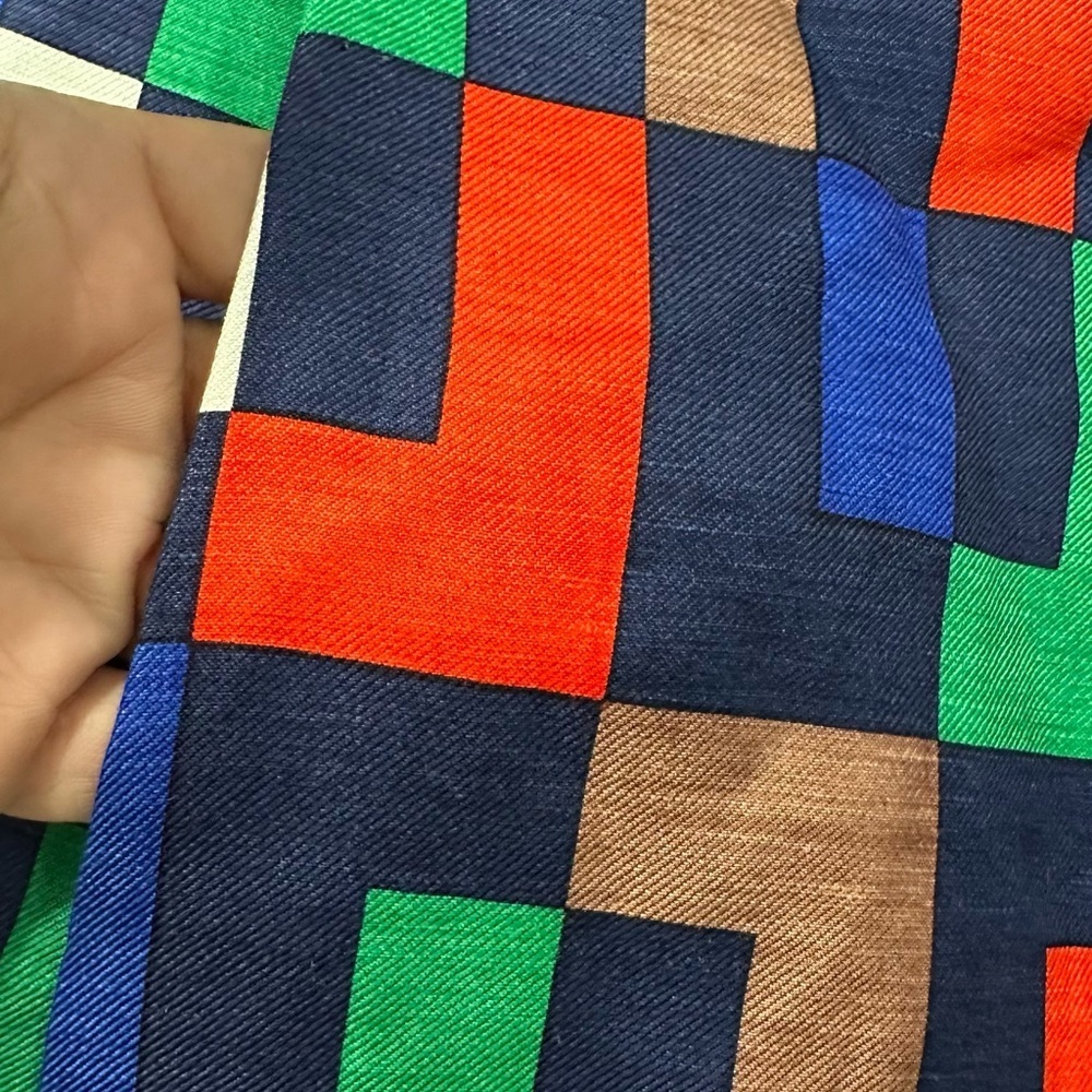 Milly of New York Silk Blend Colorful Block Pattern Trench Coat/Dress - Picture 3 of 16